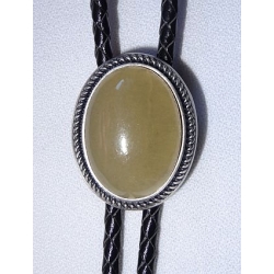 Bolo krawat western Topaz Żółty w owalu na plecionce ze skóry naturalnej (id: 2494)